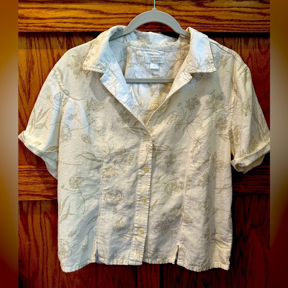 Vintage Linen Short Sleeve Top